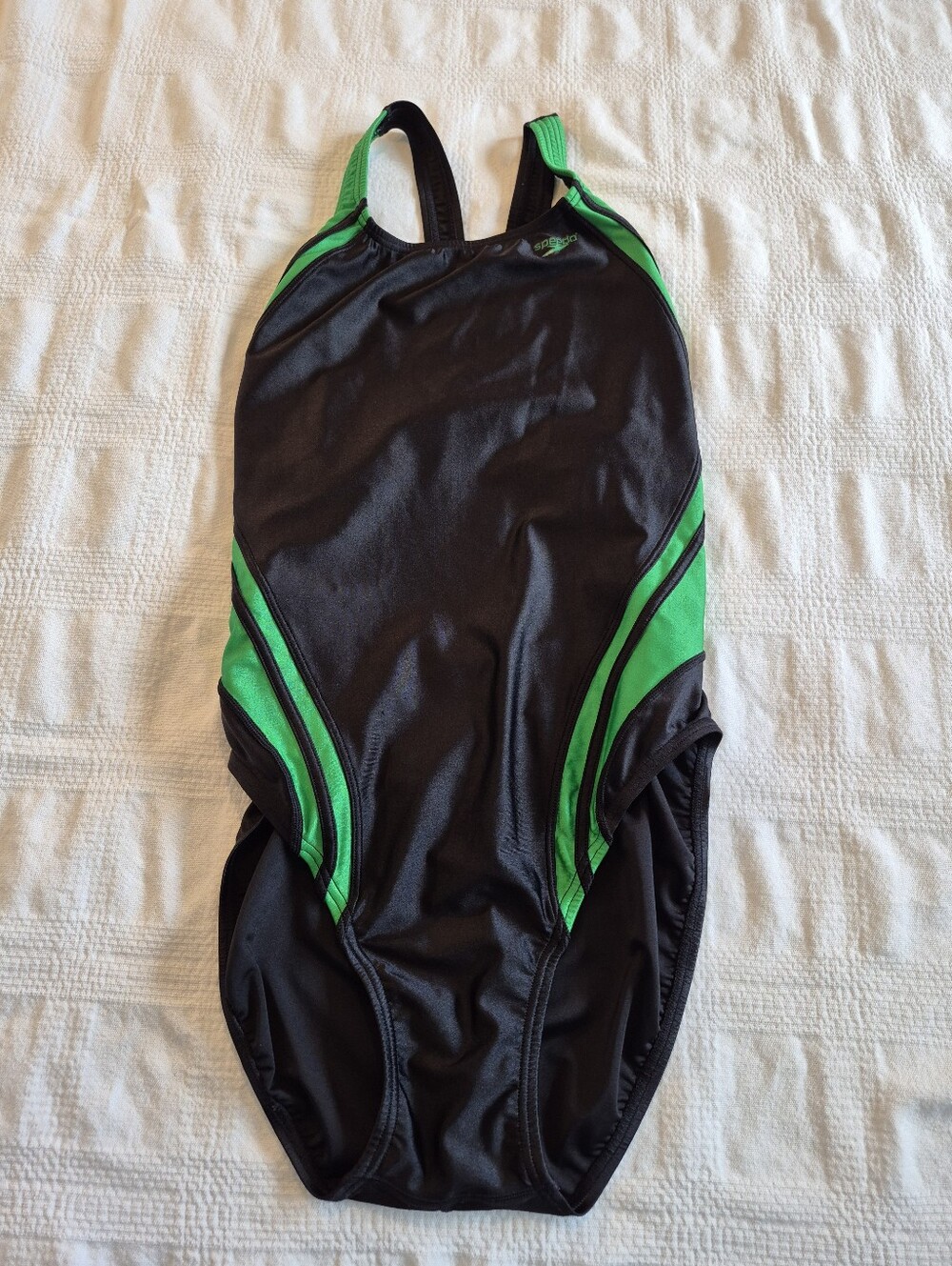 Speedo women's size 14 black & green 1 piece swimsuit EUC